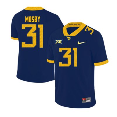 Men's West Virginia Mountaineers NCAA #31 Quamaezius Mosby Navy Authentic Nike Stitched College Football Jersey HZ15S13DB